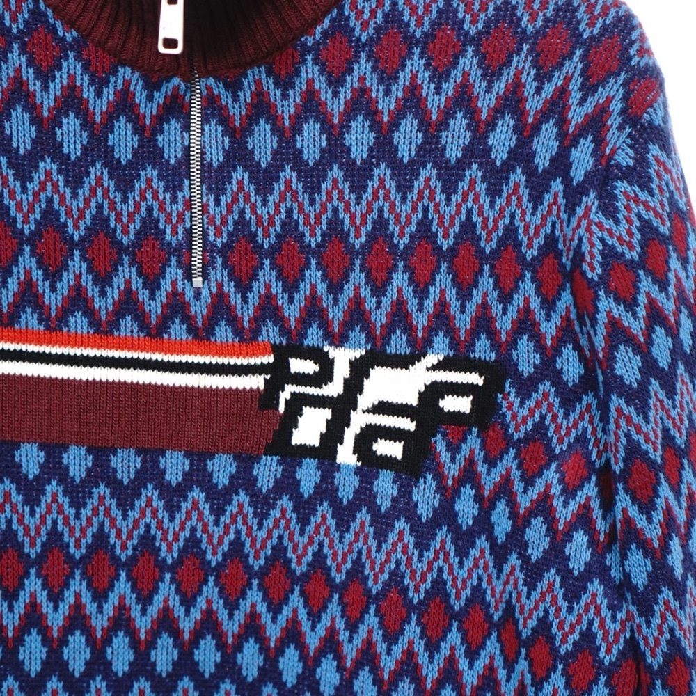 Prada Intarsia Logo Knit Virgin Wool/Cashmere Sweater - Picture 2 of 5